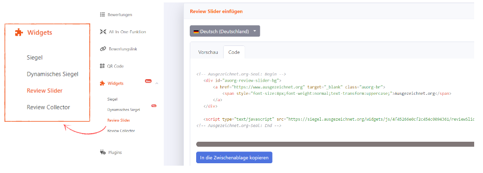 Review Slider einbinden