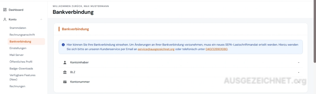 Bankverbindung ändern