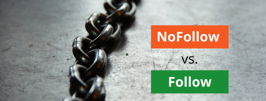 Ausgezeichnet.org spricht über den Unterschied zwischen NoFollow- und Follow-Links und bespricht deren Funktionsweise und Relevanz für SEO, das Bild zeigt eine Eisenkette und hat die Worte NoFollow vs. Follow drauf stehen