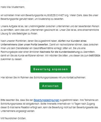 Benachrichtigung zur Mediation