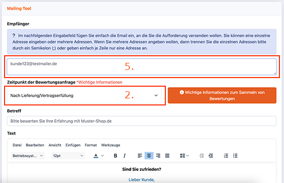 Einrichtung Mailingtool