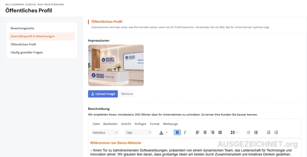 Öffentliches Profil