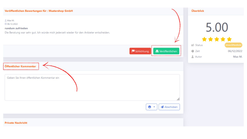 Bewertung veröffentlichen und kommentieren
