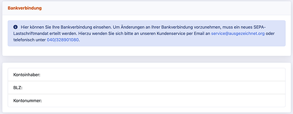 Bankverbindung ändern