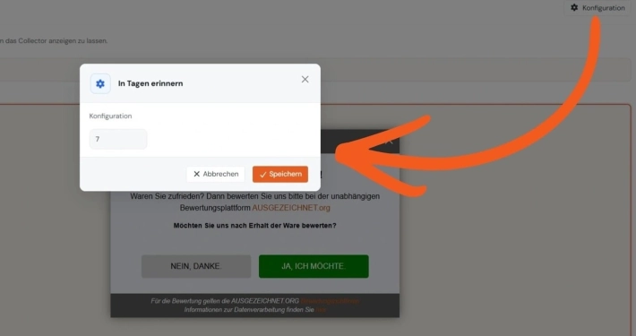 Bewertungsanfrage Konfiguration
