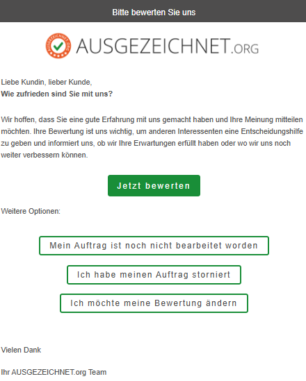 Review Collector Kundenansicht