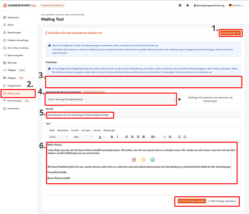 Einrichtung Mailingtool