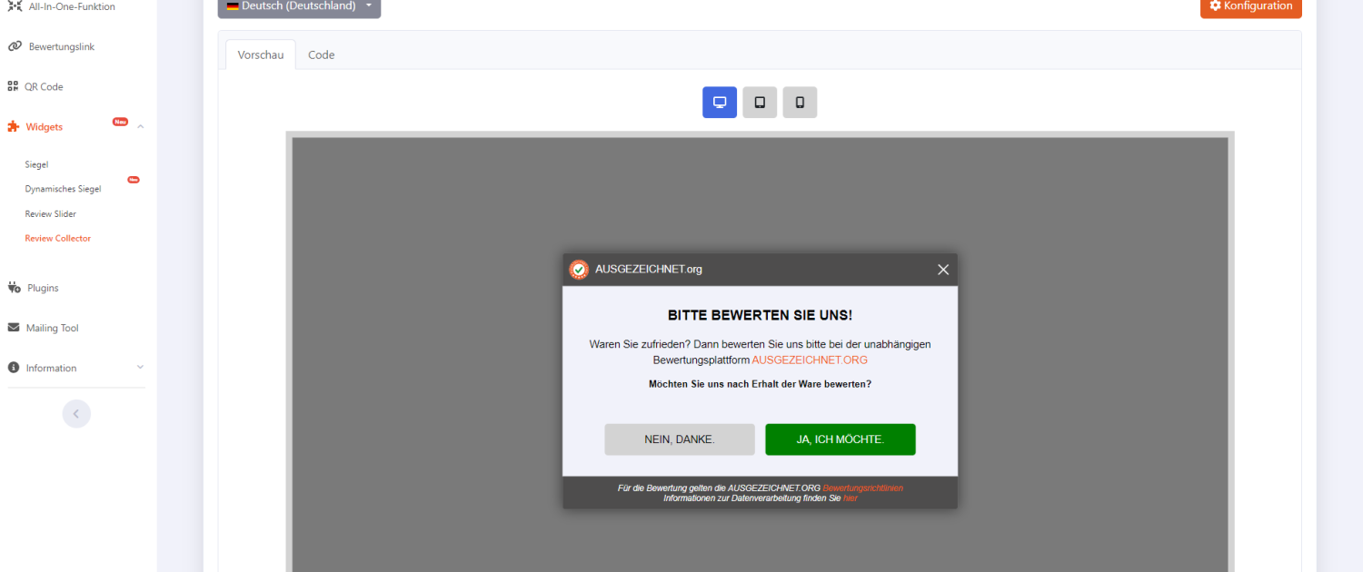 Review Collector Übersichtsseite