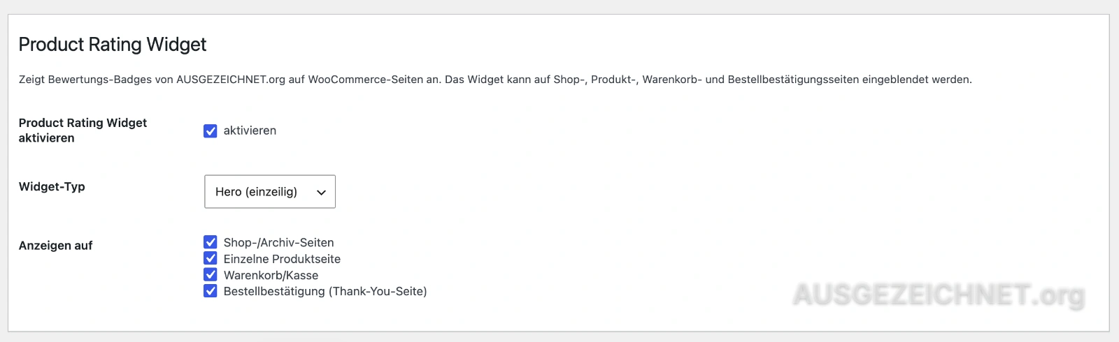 Product Rating Widget im Shop