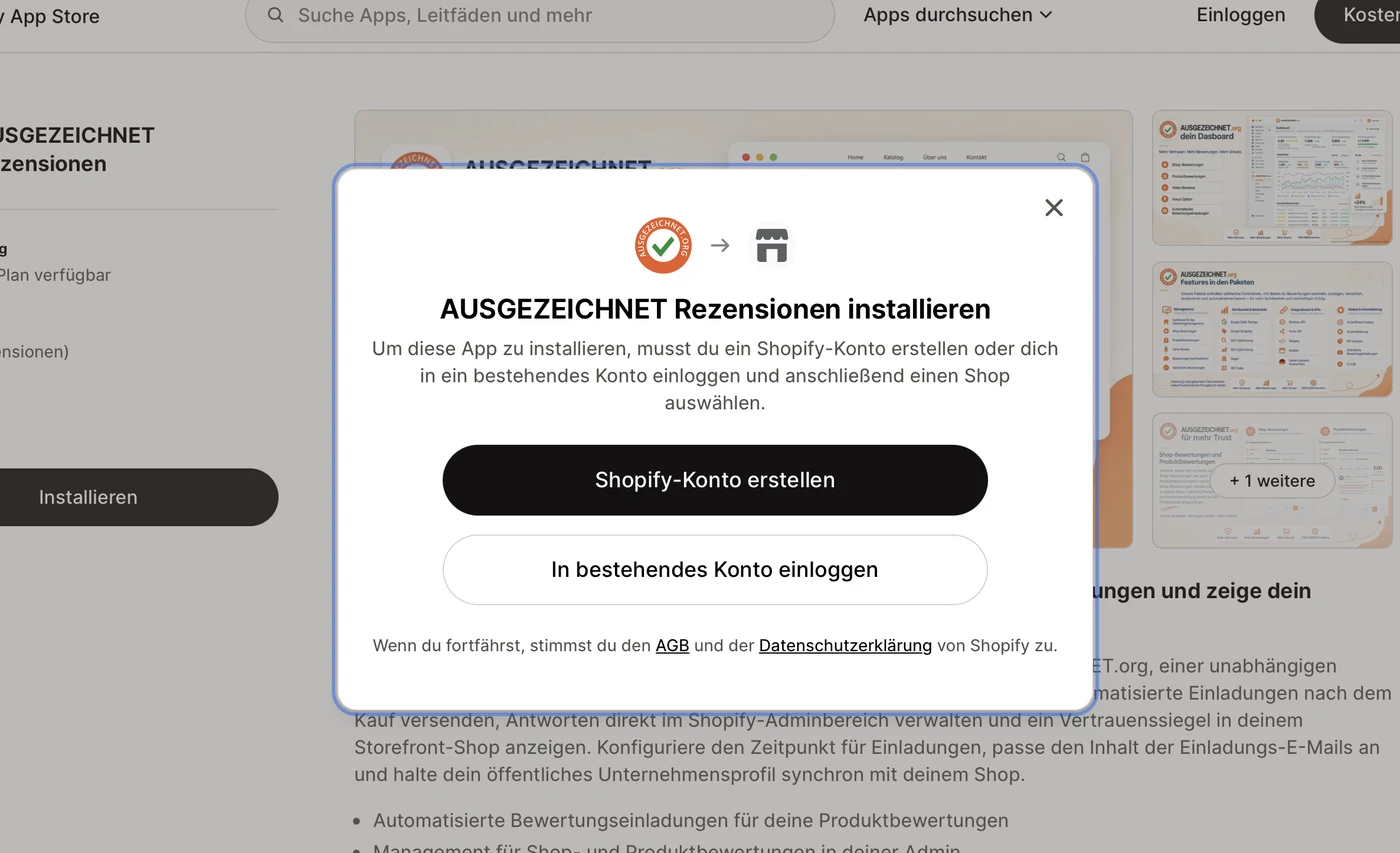 Account-Auswahl: Einloggen oder neuen Account anlegen